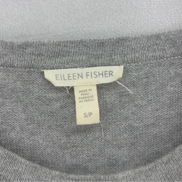 Eileen Fisher Women’s Small Gray White Stripes Crew Neck Organic Cotton Tee - Picture 4 of 9